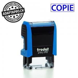 Timbre complet - Trodat Printy 4910 - 26 x 9mm - COPIE - Boitier bleu, encre bleue